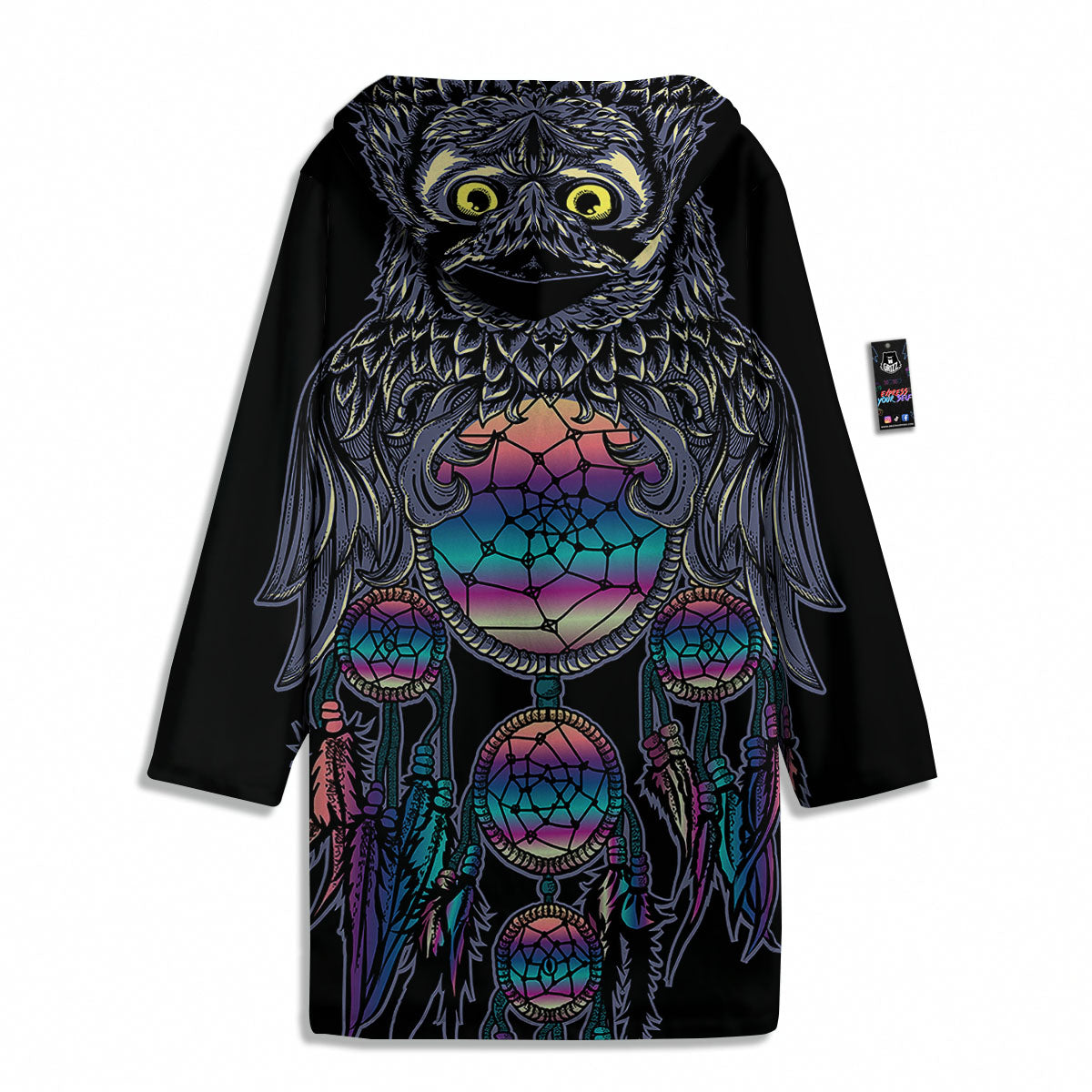 Owl With Dreamcatcher Print Men's Windbreaker Jacket-grizzshop