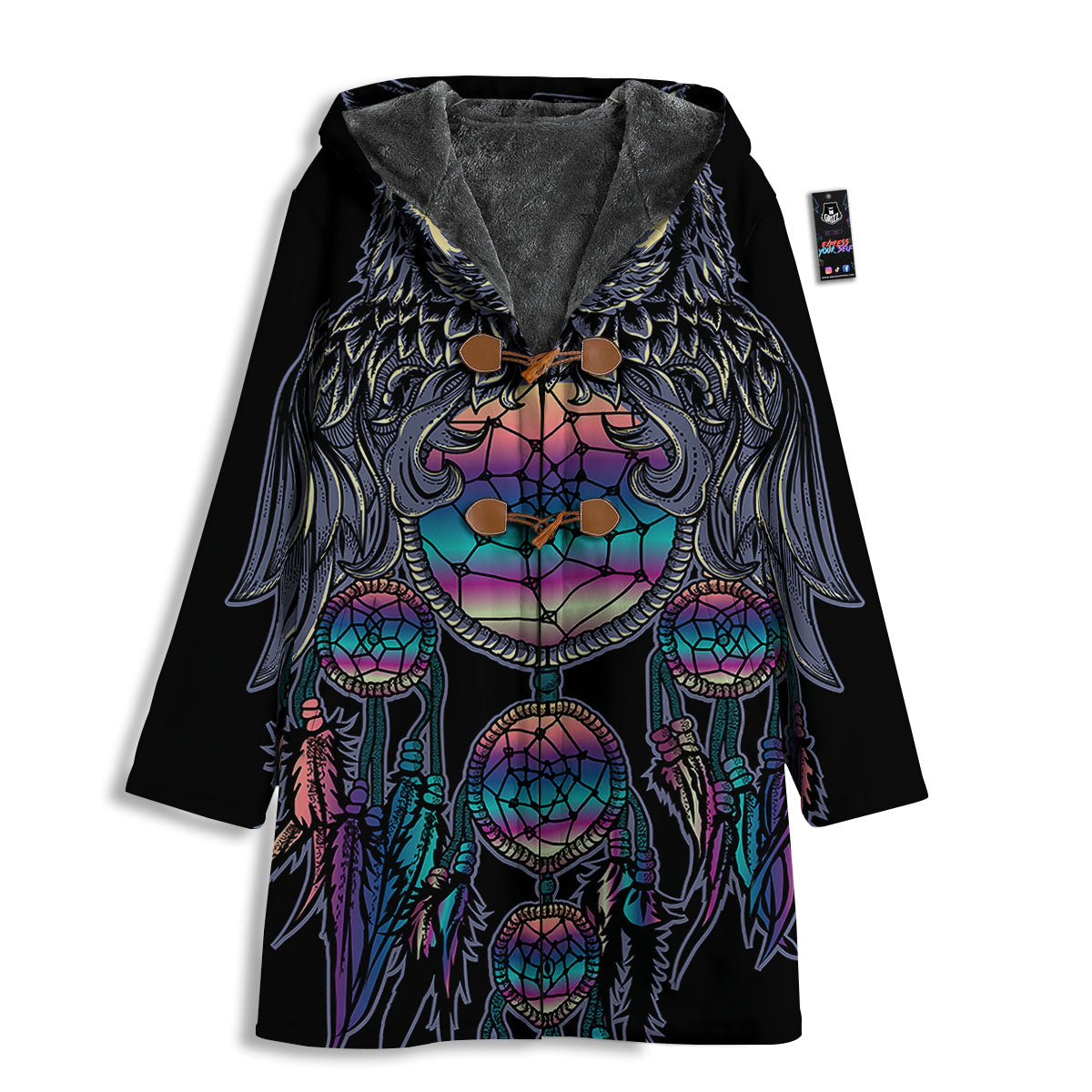 Owl With Dreamcatcher Print Men's Windbreaker Jacket-grizzshop