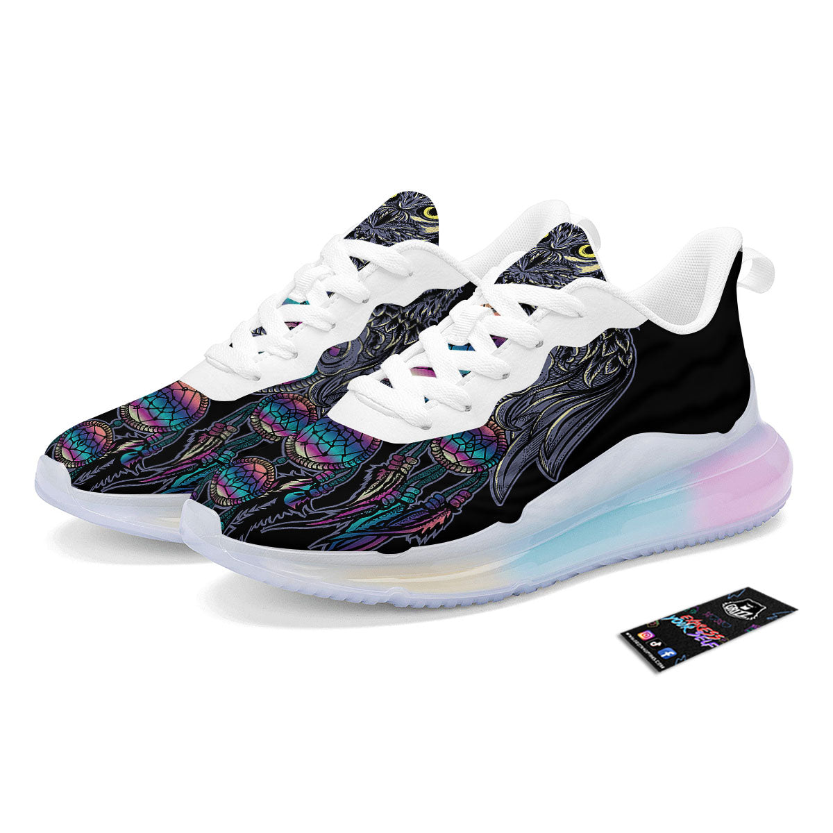 Owl With Dreamcatcher Print Running Sneakers-grizzshop