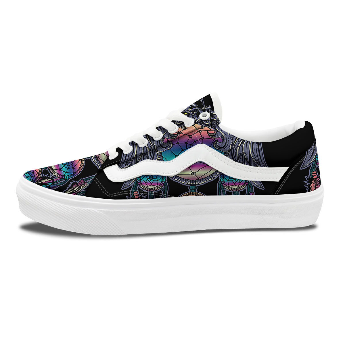 Owl With Dreamcatcher Print Skate Shoes-grizzshop