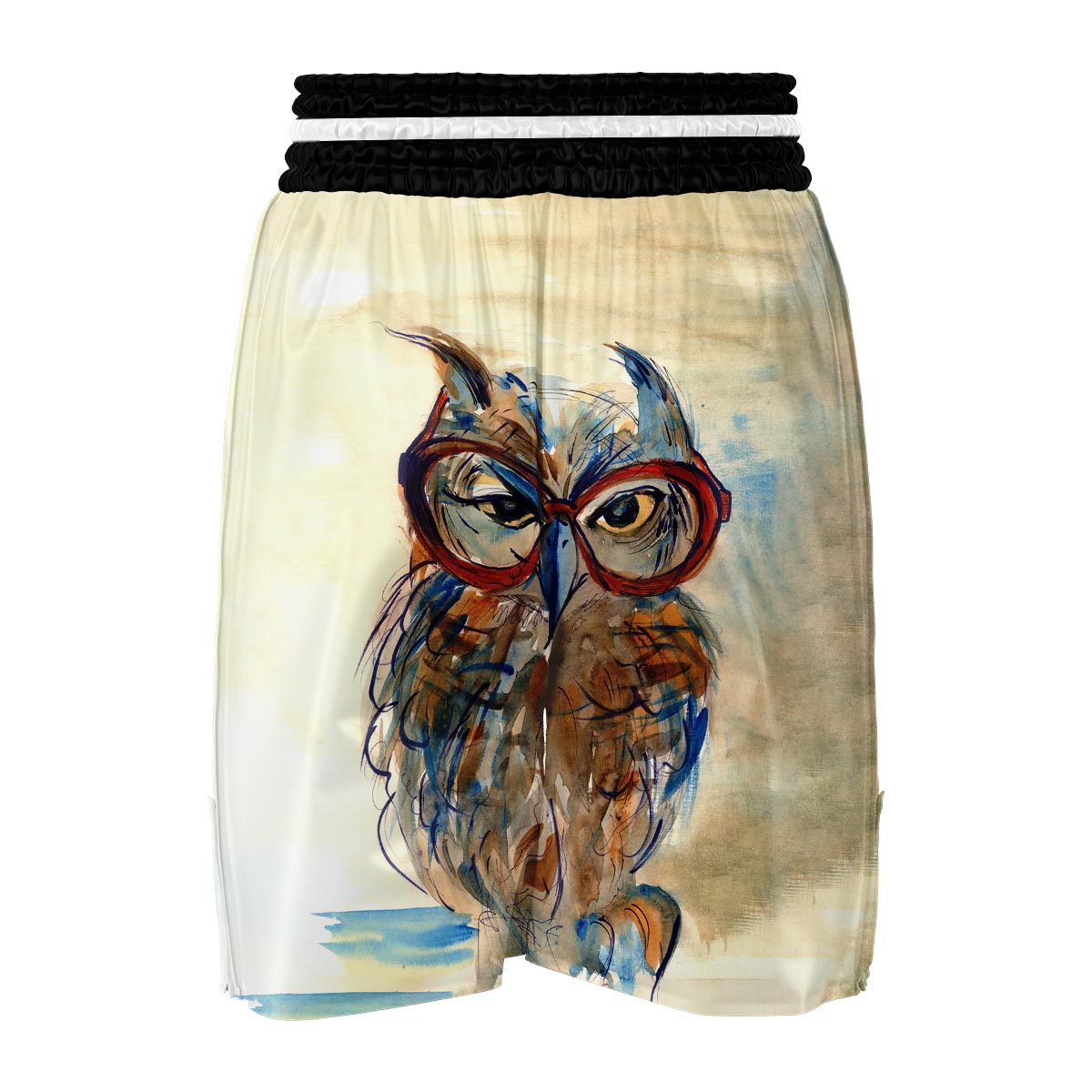 Owl With Glasses Boxing Shorts-grizzshop