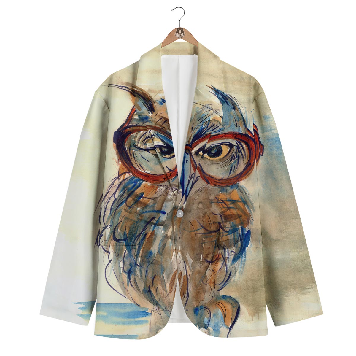 Owl With Glasses Men's Blazer-grizzshop