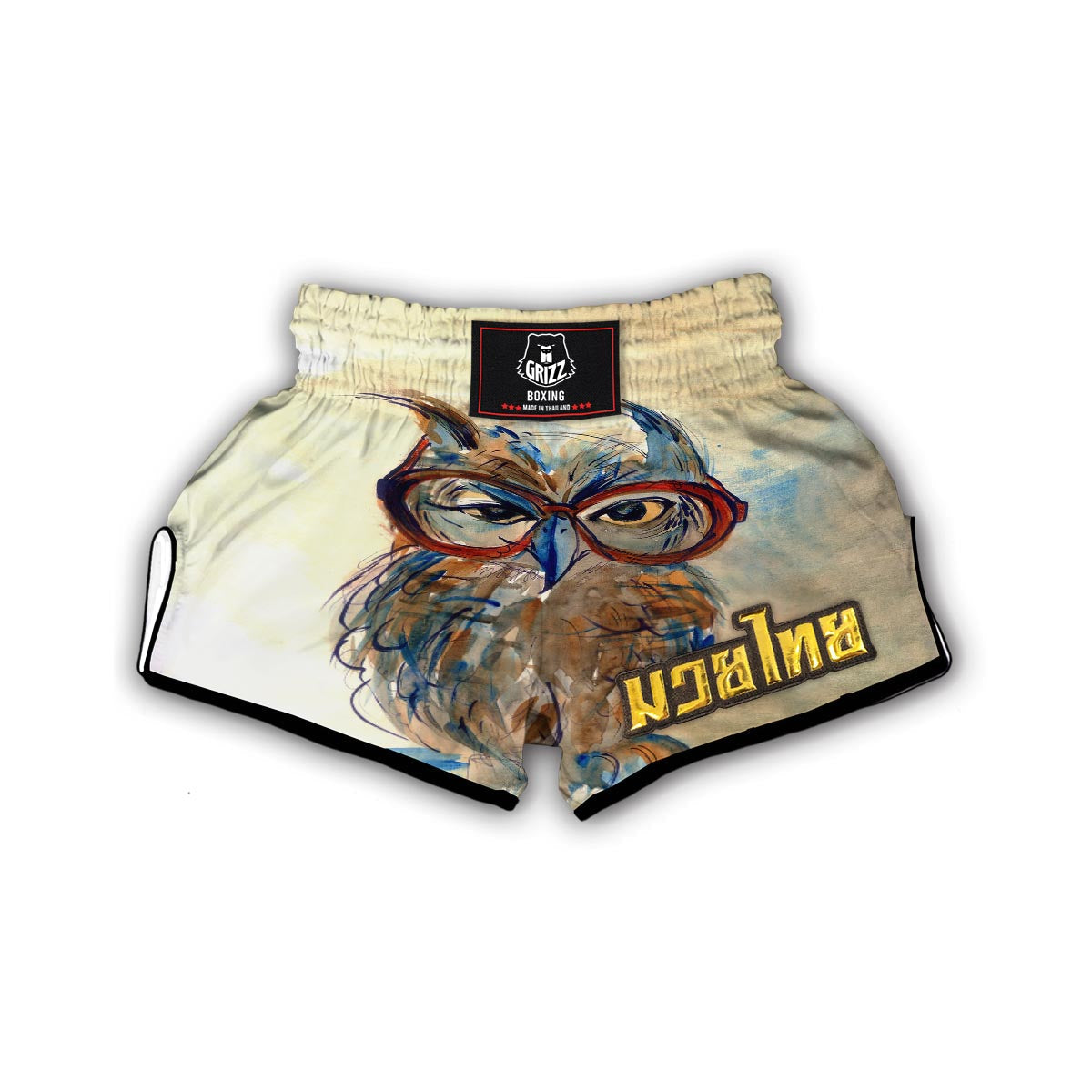 Owl With Glasses Muay Thai Boxing Shorts-grizzshop