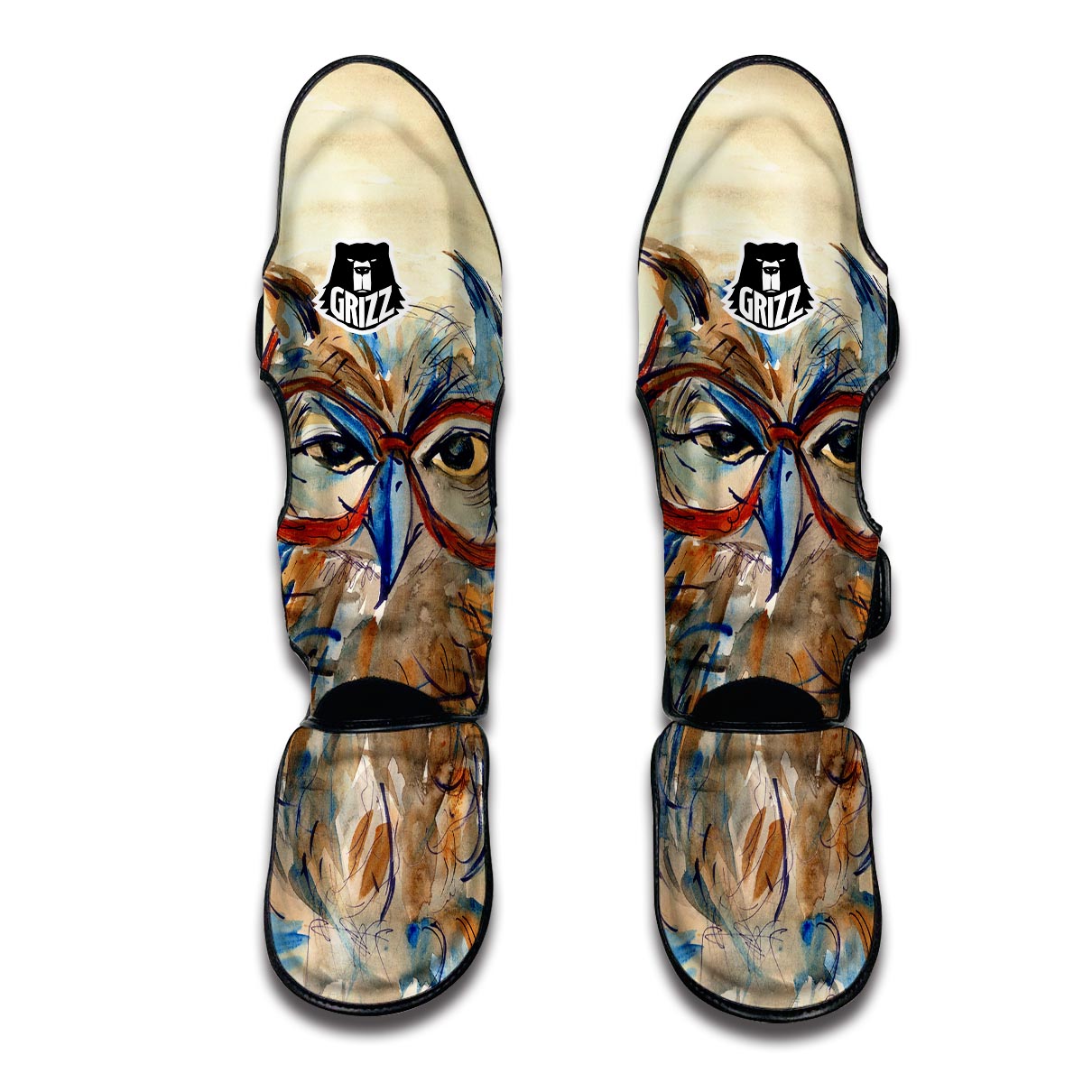 Owl With Glasses Muay Thai Shin Guards-grizzshop