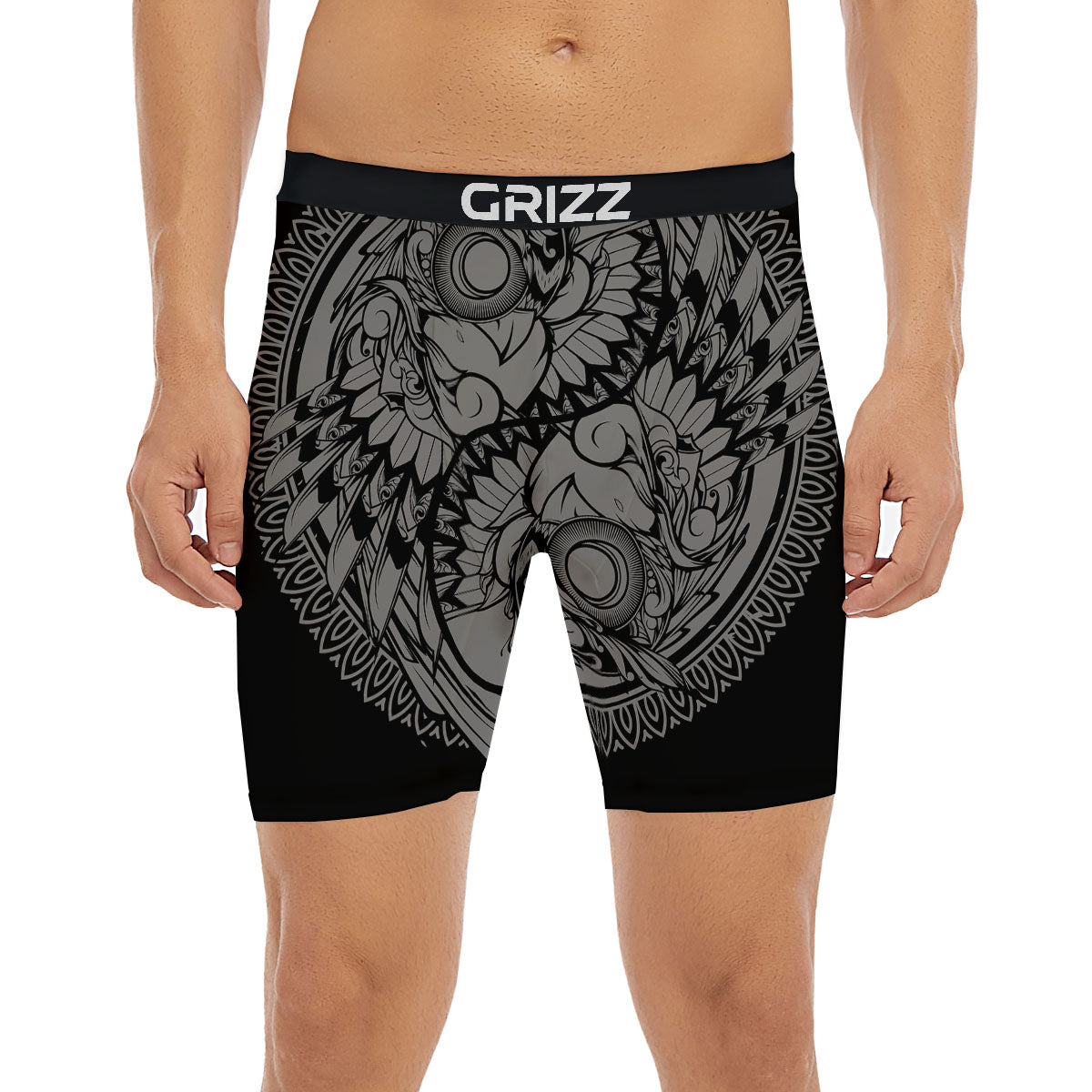 Owl Yin Yang Print Boxer Briefs-grizzshop