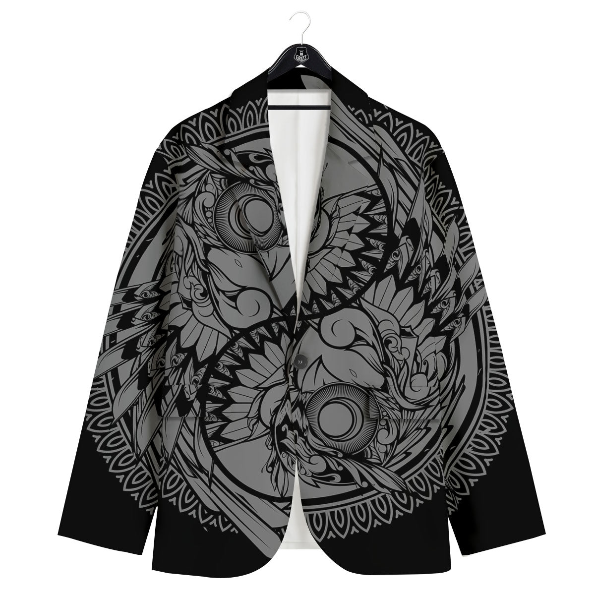 Owl Yin Yang Print Men's Sport Coat-grizzshop