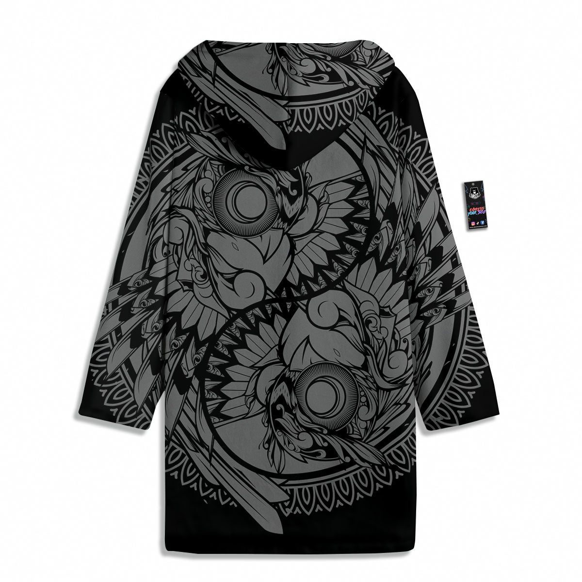 Owl Yin Yang Print Men's Windbreaker Jacket-grizzshop