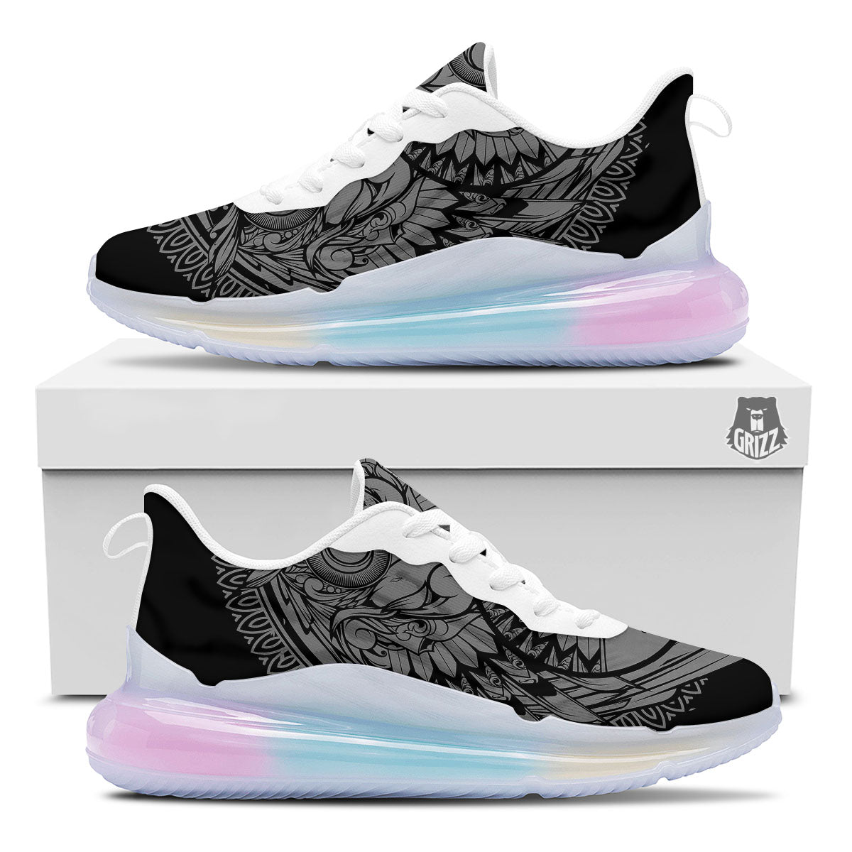 Owl Yin Yang Print Running Sneakers-grizzshop