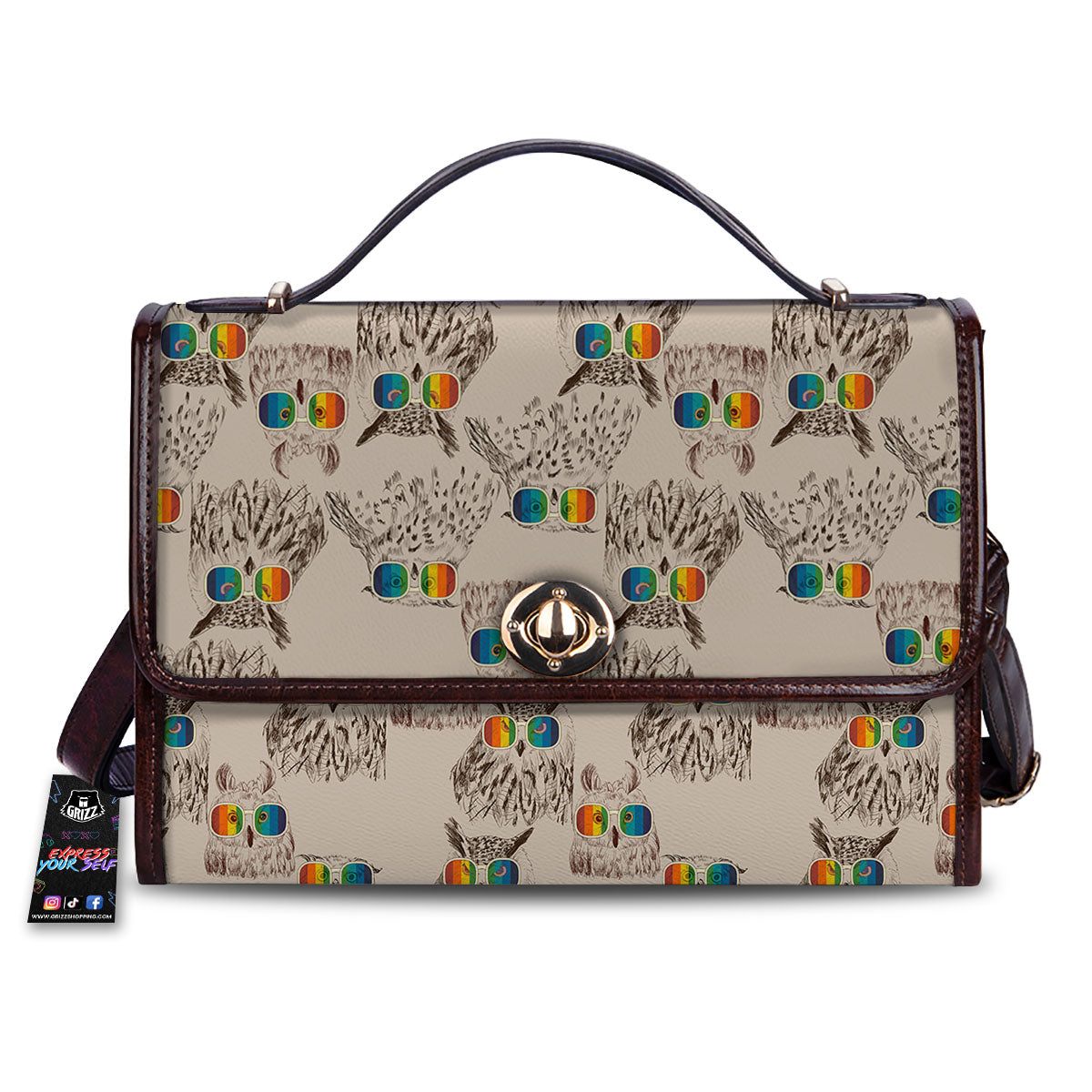 Owl Glasses Print Pattern Women's Satchel Bag