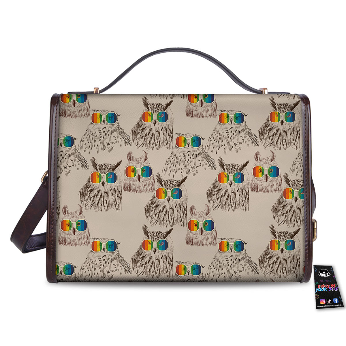 Owl Glasses Print Pattern Women's Satchel Bag