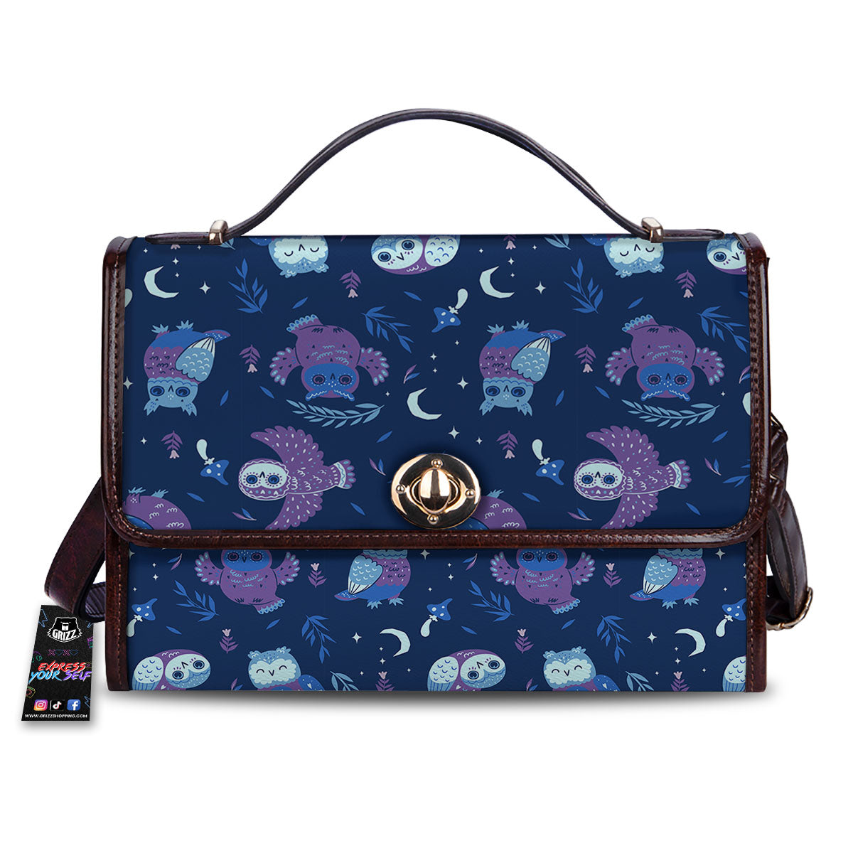 Owl Night Print Pattern Women's Satchel Bag