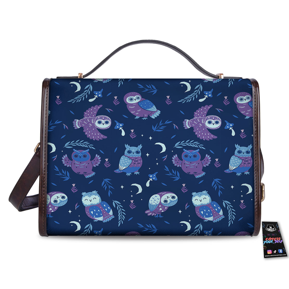 Owl Night Print Pattern Women's Satchel Bag