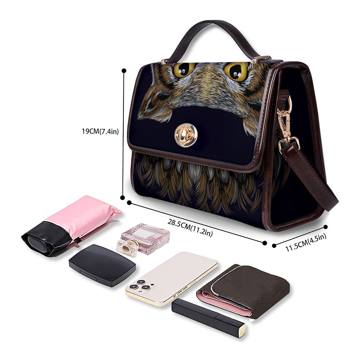 Owl Portrait Print Women's Satchel Bag