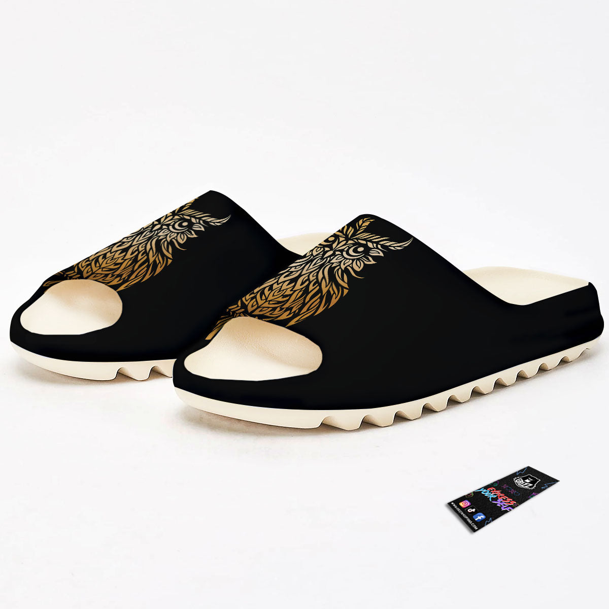 Owl Spiritual Golden Print Sandals-grizzshop