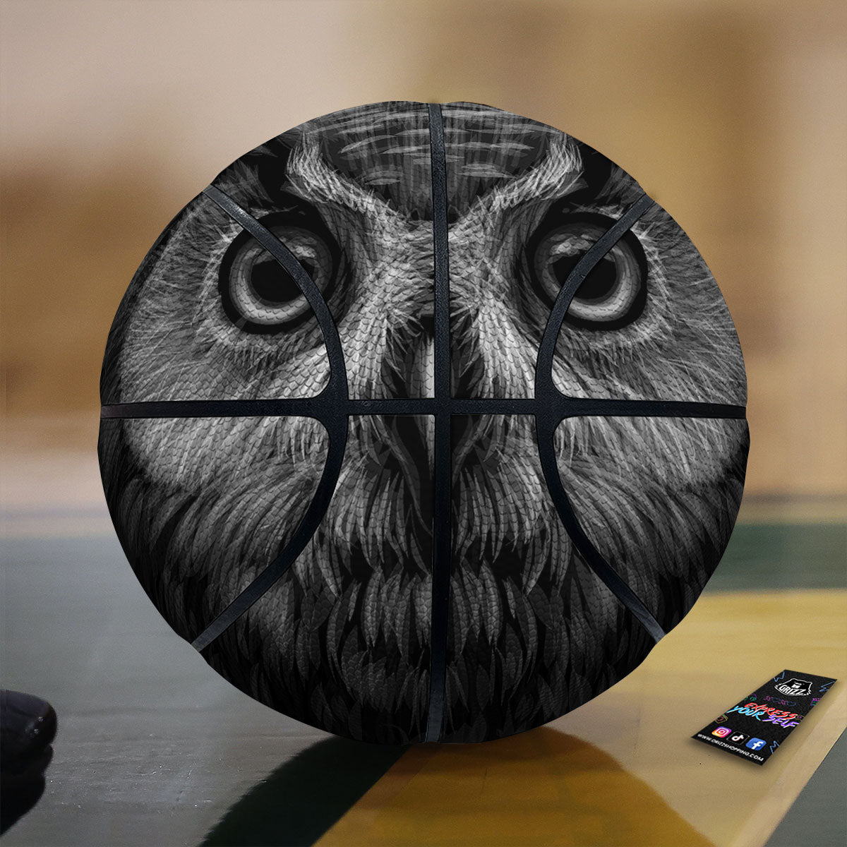 Owl White And Black Print Basketball