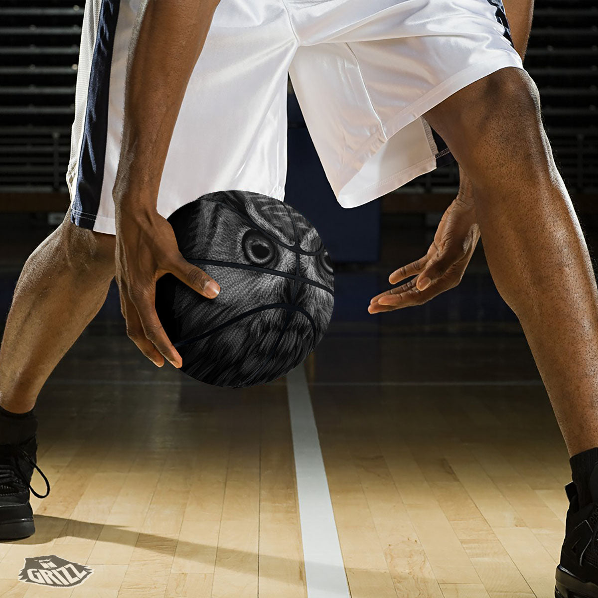 Owl White And Black Print Basketball