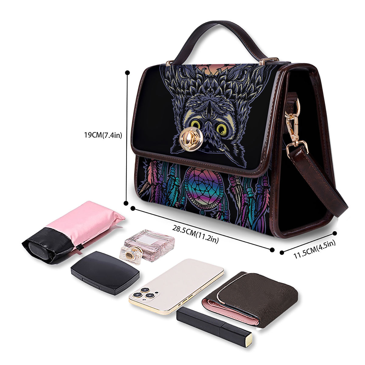 Owl With Dreamcatcher Print Women's Satchel Bag