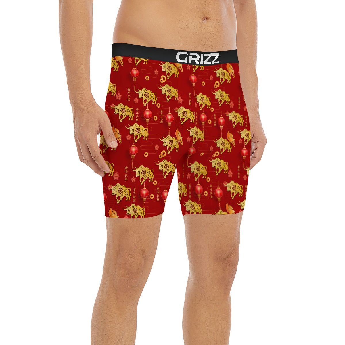 Ox And Chinese New Year Print Pattern Boxer Briefs-grizzshop