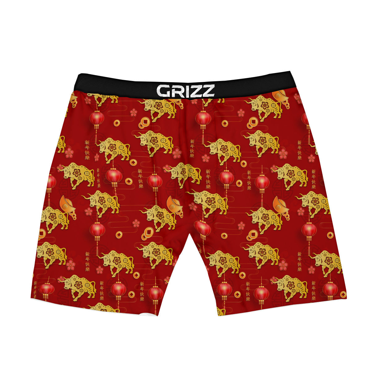 Ox And Chinese New Year Print Pattern Boxer Briefs-grizzshop