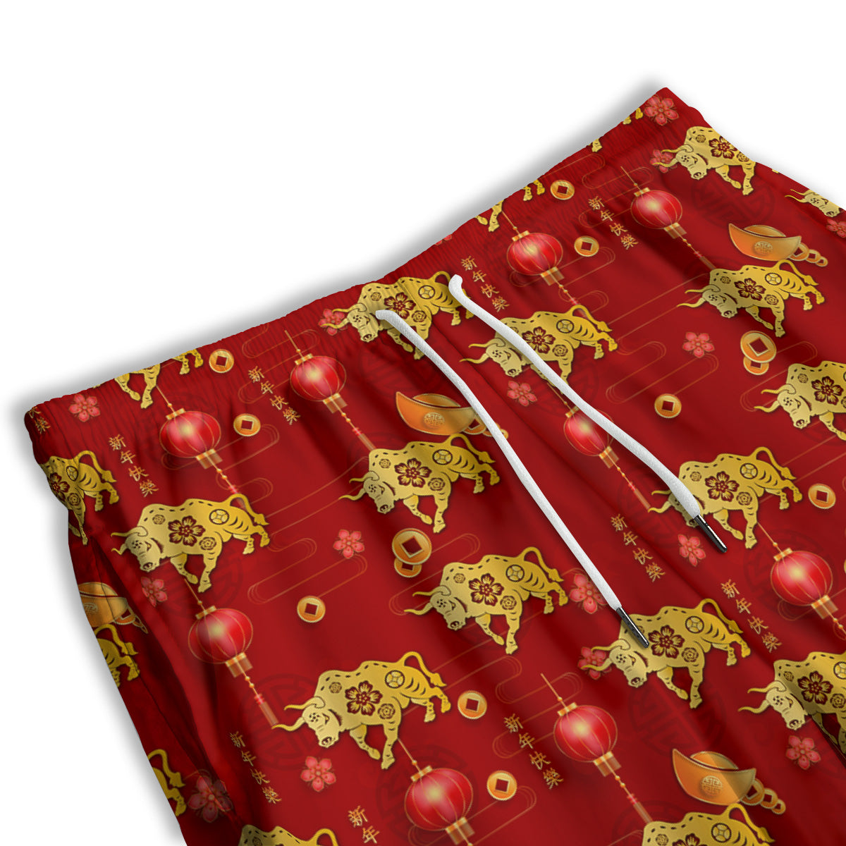 Ox And Chinese New Year Print Pattern Men's Athletic Shorts