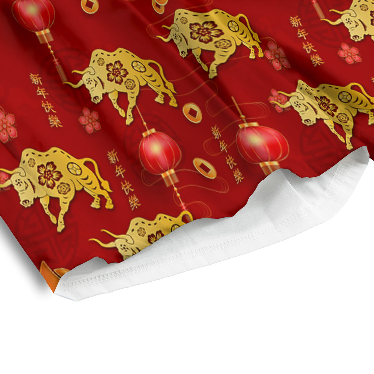 Ox And Chinese New Year Print Pattern Men's Athletic Shorts