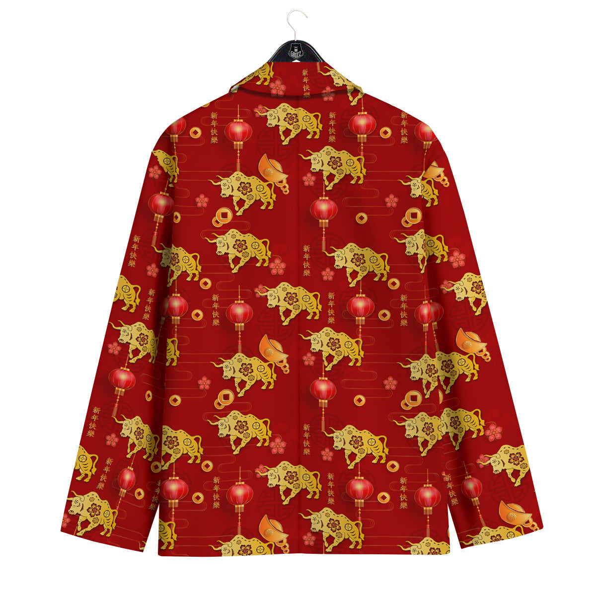 Ox And Chinese New Year Print Pattern Men's Sport Coat-grizzshop