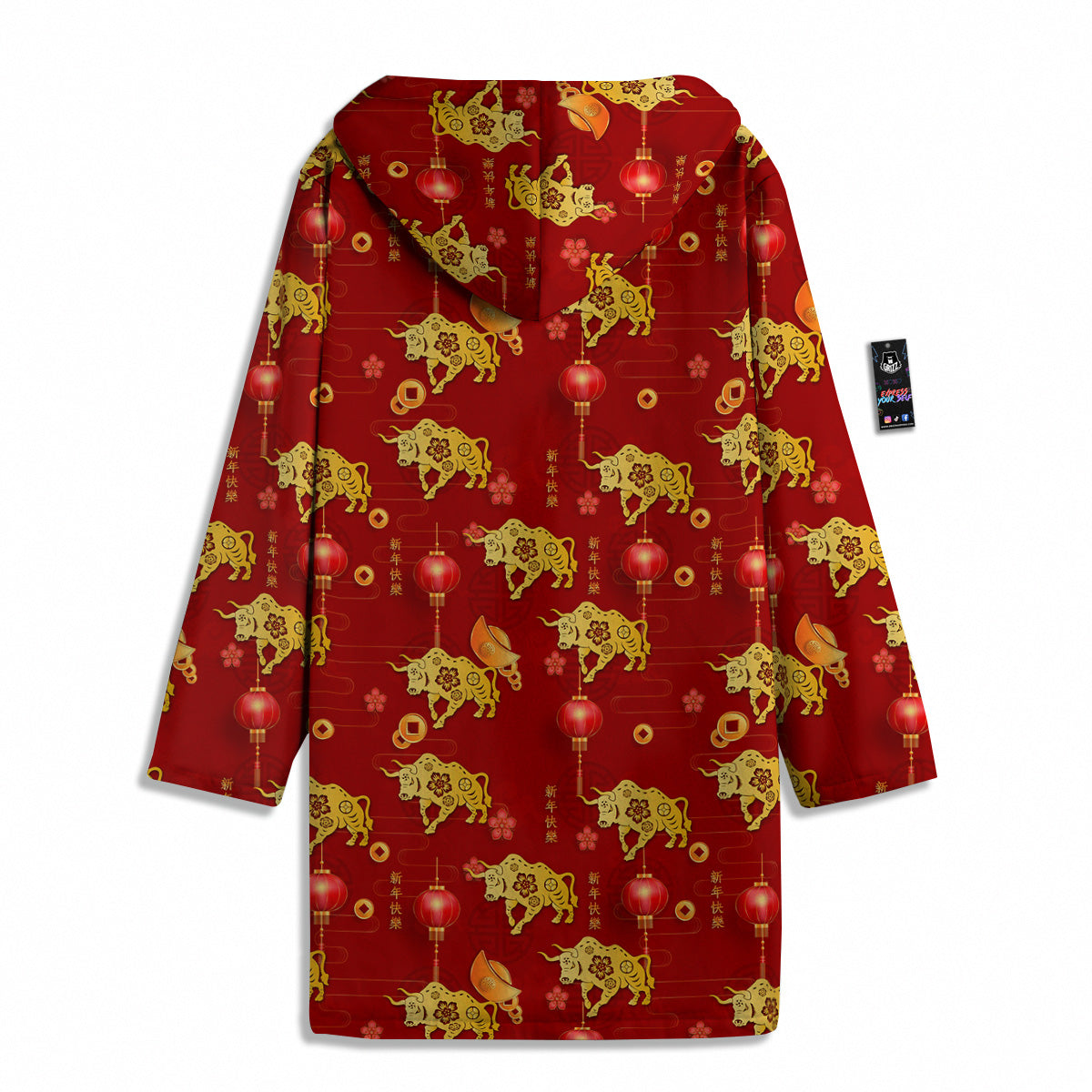 Ox And Chinese New Year Print Pattern Men's Windbreaker Jacket-grizzshop
