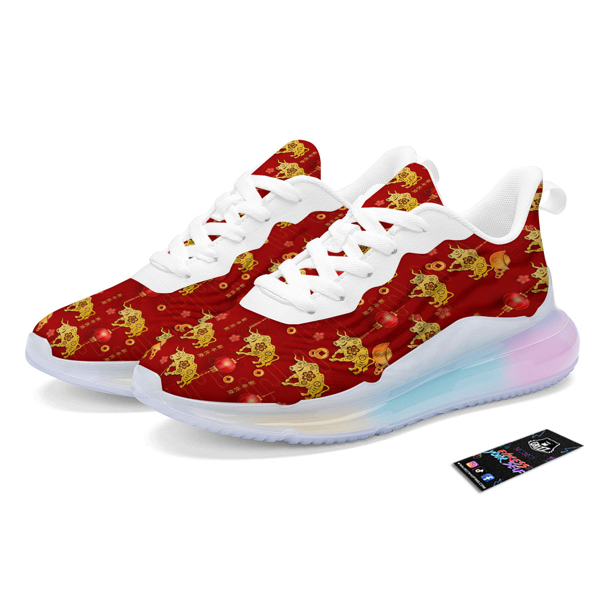 Ox And Chinese New Year Print Pattern Running Sneakers-grizzshop