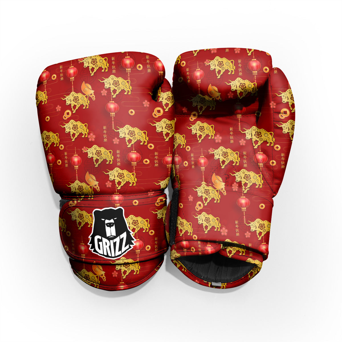 Ox And Chinese New Year Print Pattern Pro Boxing Glove