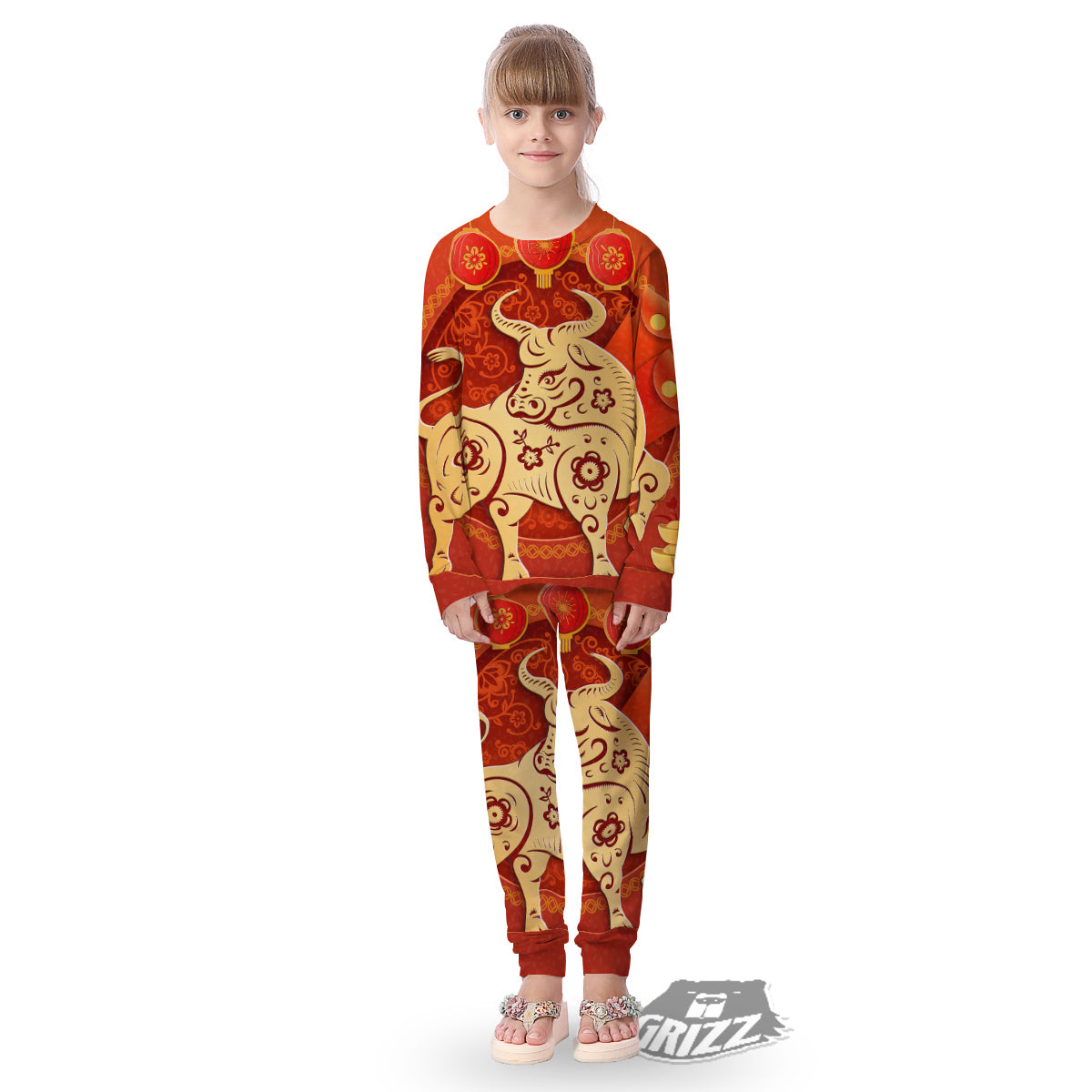 Ox Sign Chinese Horoscope Print Kid's Pajamas-grizzshop