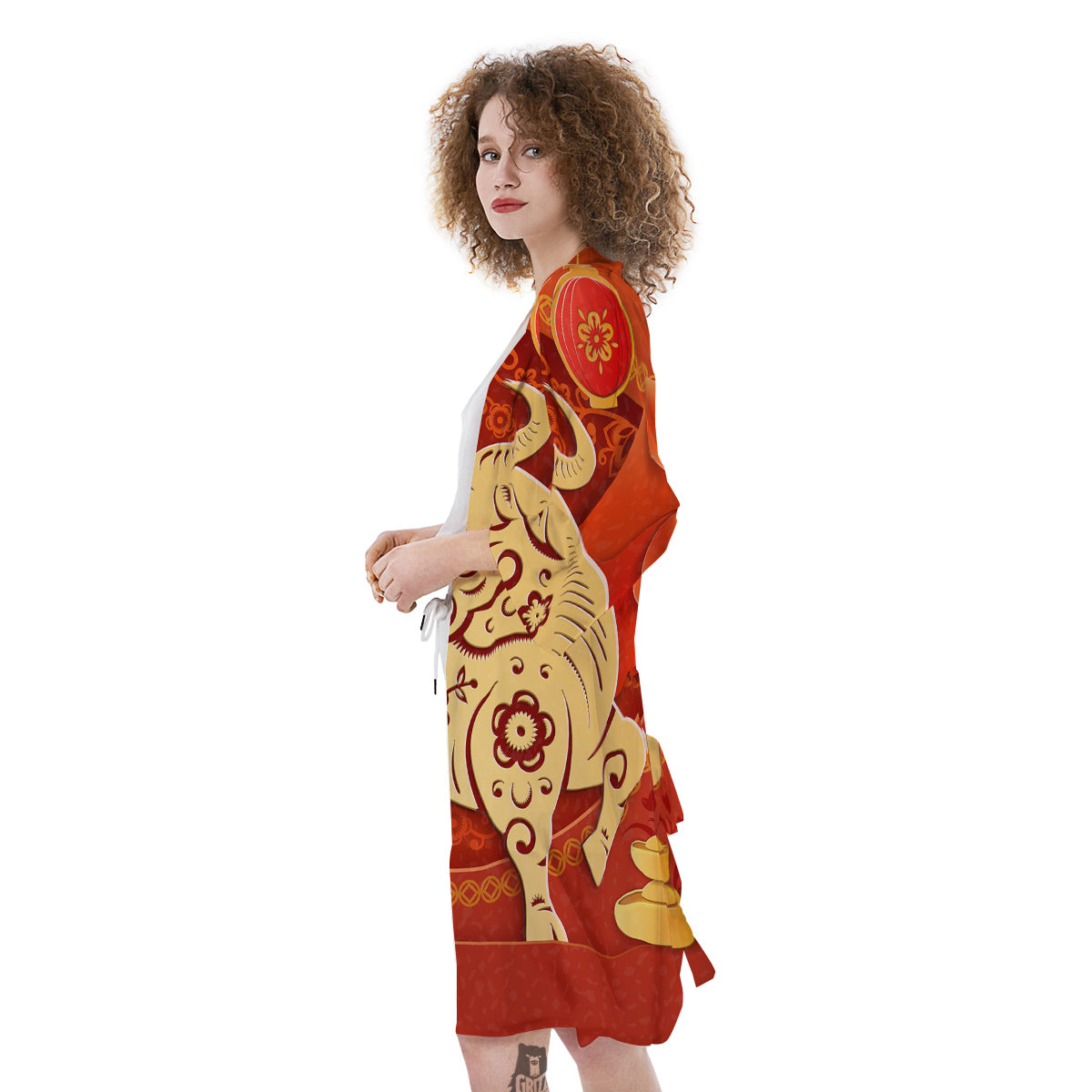 Ox Sign Chinese Horoscope Print Kimono-grizzshop