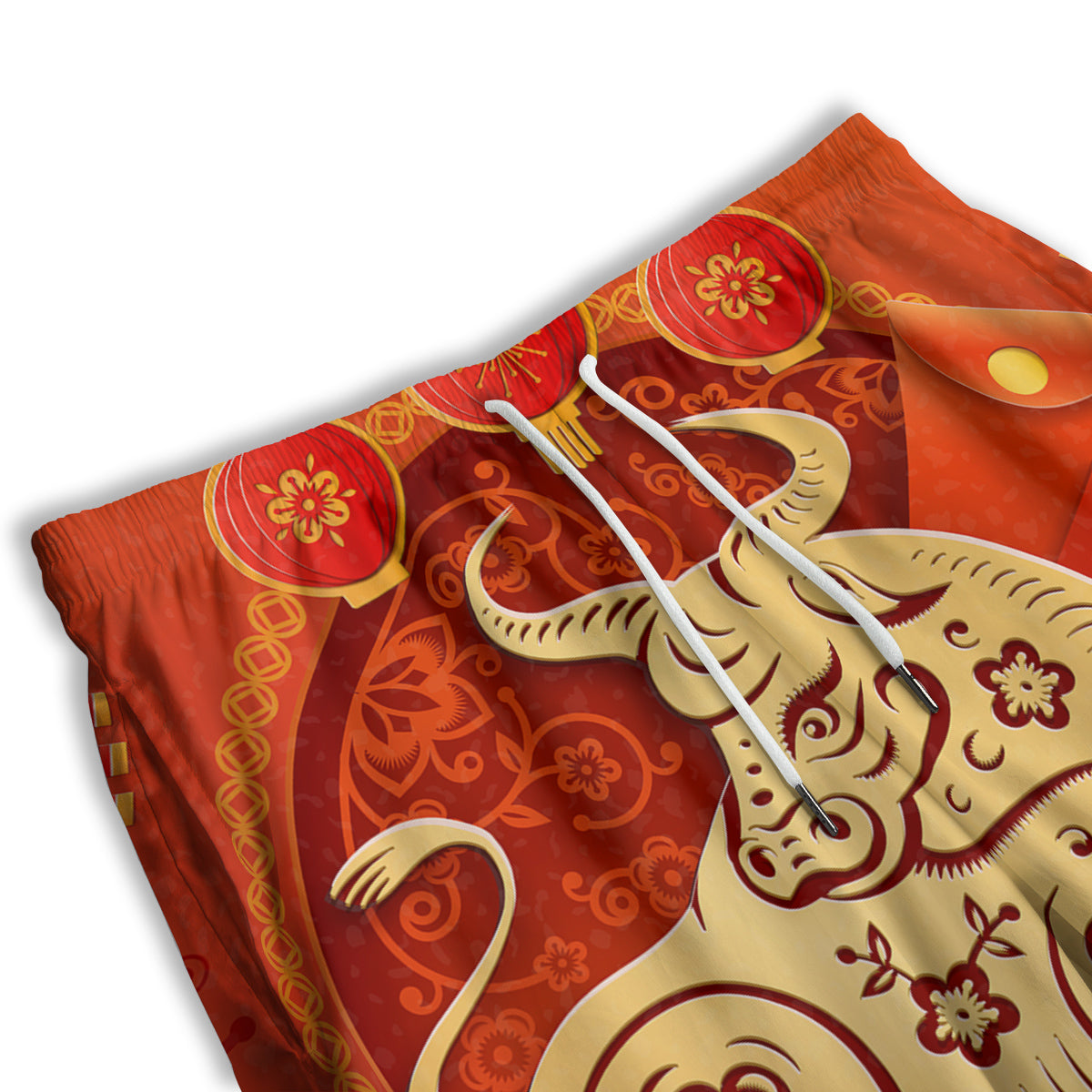 Ox Sign Chinese Horoscope Print Men's Athletic Shorts