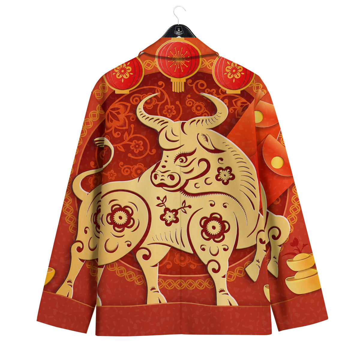 Ox Sign Chinese Horoscope Print Men's Sport Coat-grizzshop