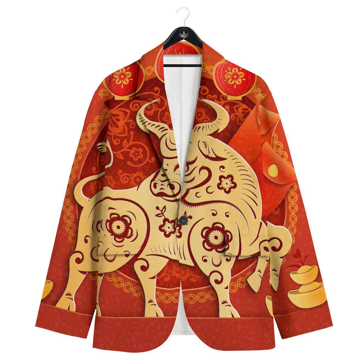 Ox Sign Chinese Horoscope Print Men's Sport Coat-grizzshop