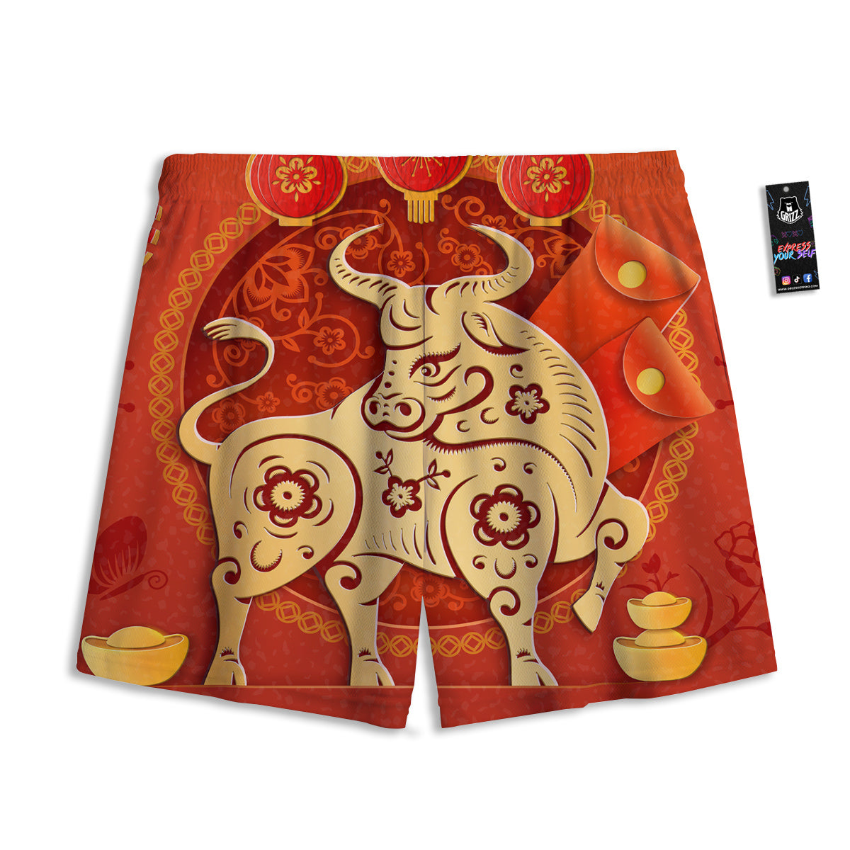 Moving Optical Illusion Green Big Bang Mesh Shorts