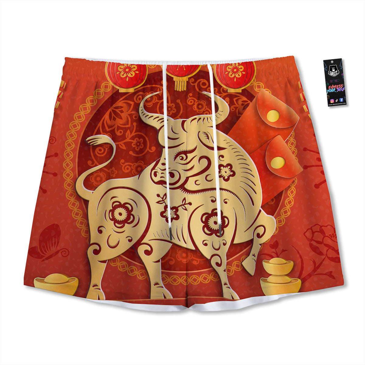 Moving Optical Illusion Green Big Bang Mesh Shorts