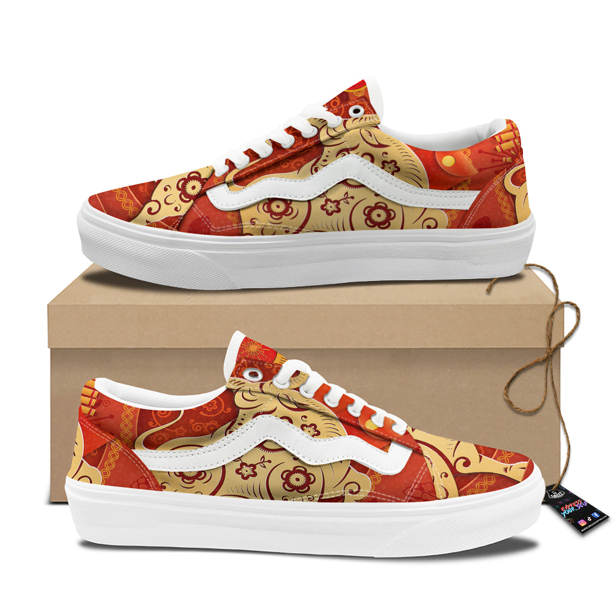 Ox Sign Chinese Horoscope Print Skate Shoes-grizzshop