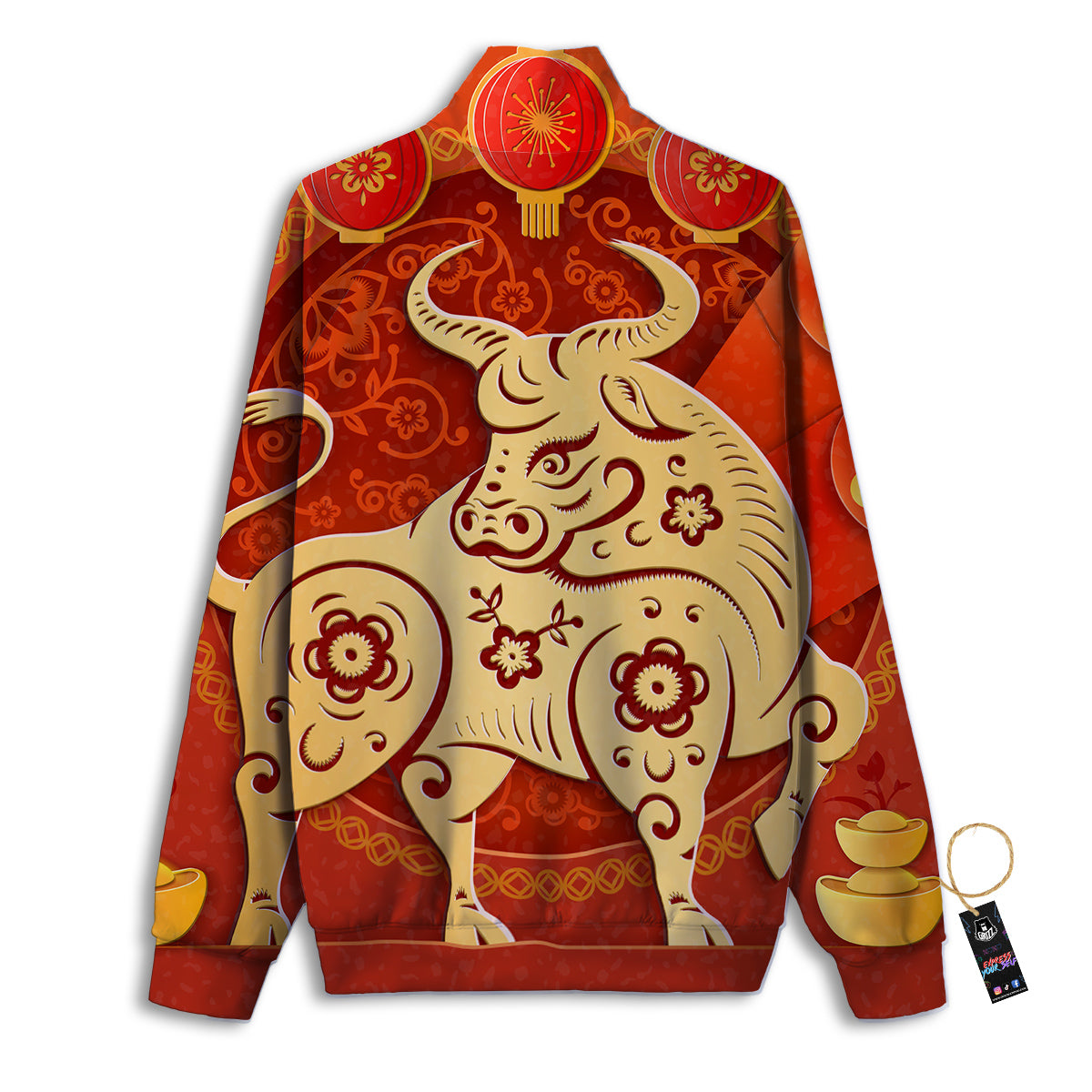 Ox Sign Chinese Horoscope Print Track Jacket-grizzshop
