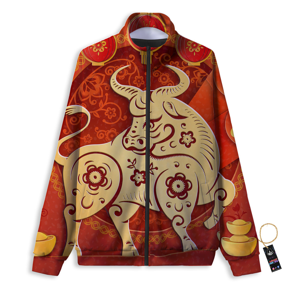 Ox Sign Chinese Horoscope Print Track Jacket-grizzshop