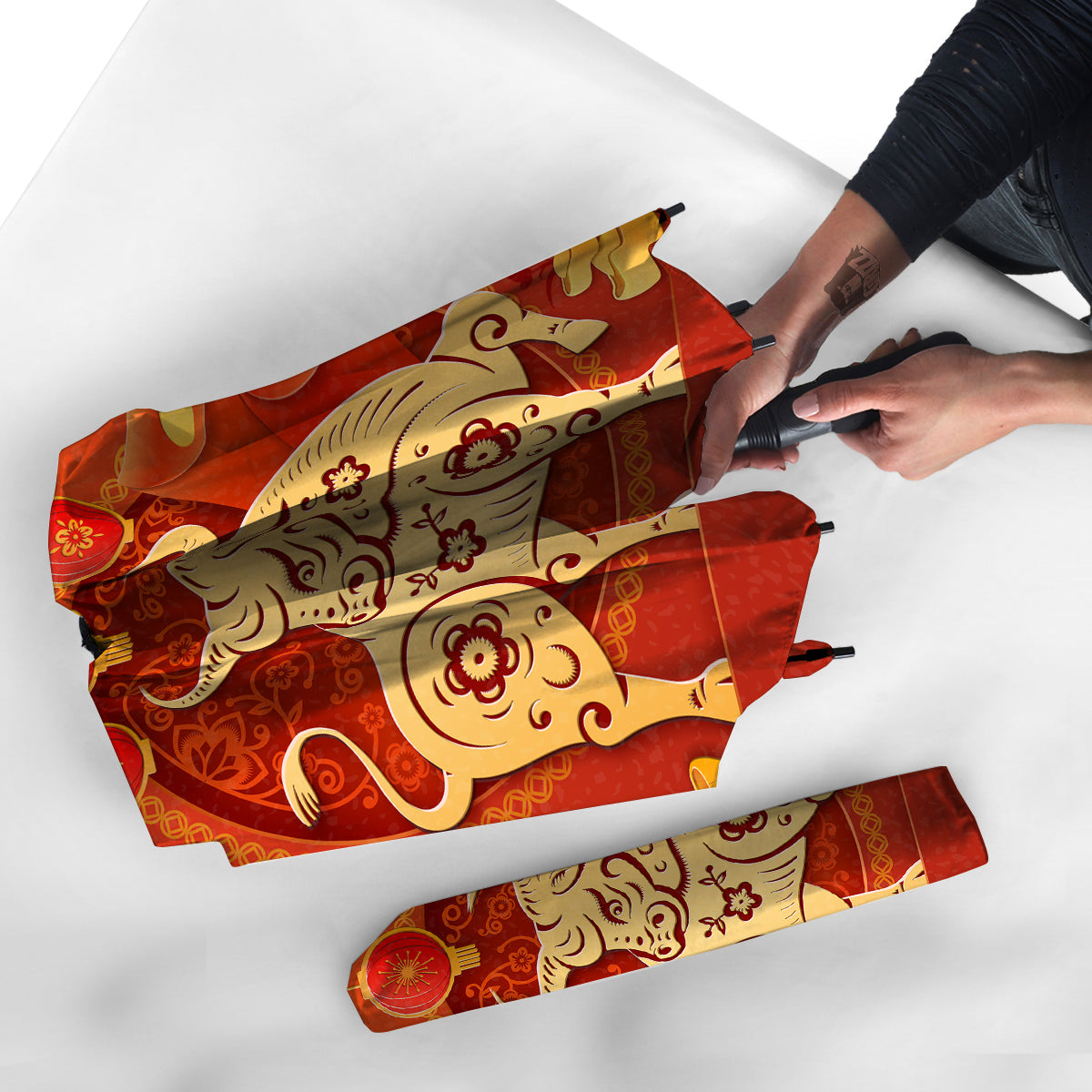Ox Sign Chinese Horoscope Print Umbrella-grizzshop