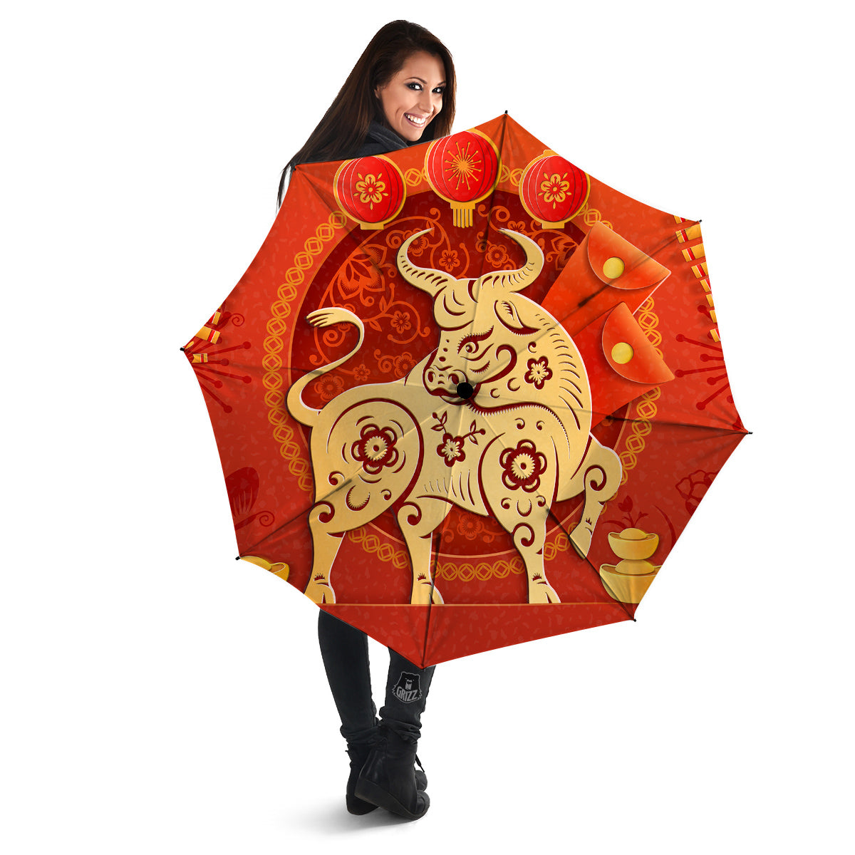 Ox Sign Chinese Horoscope Print Umbrella-grizzshop