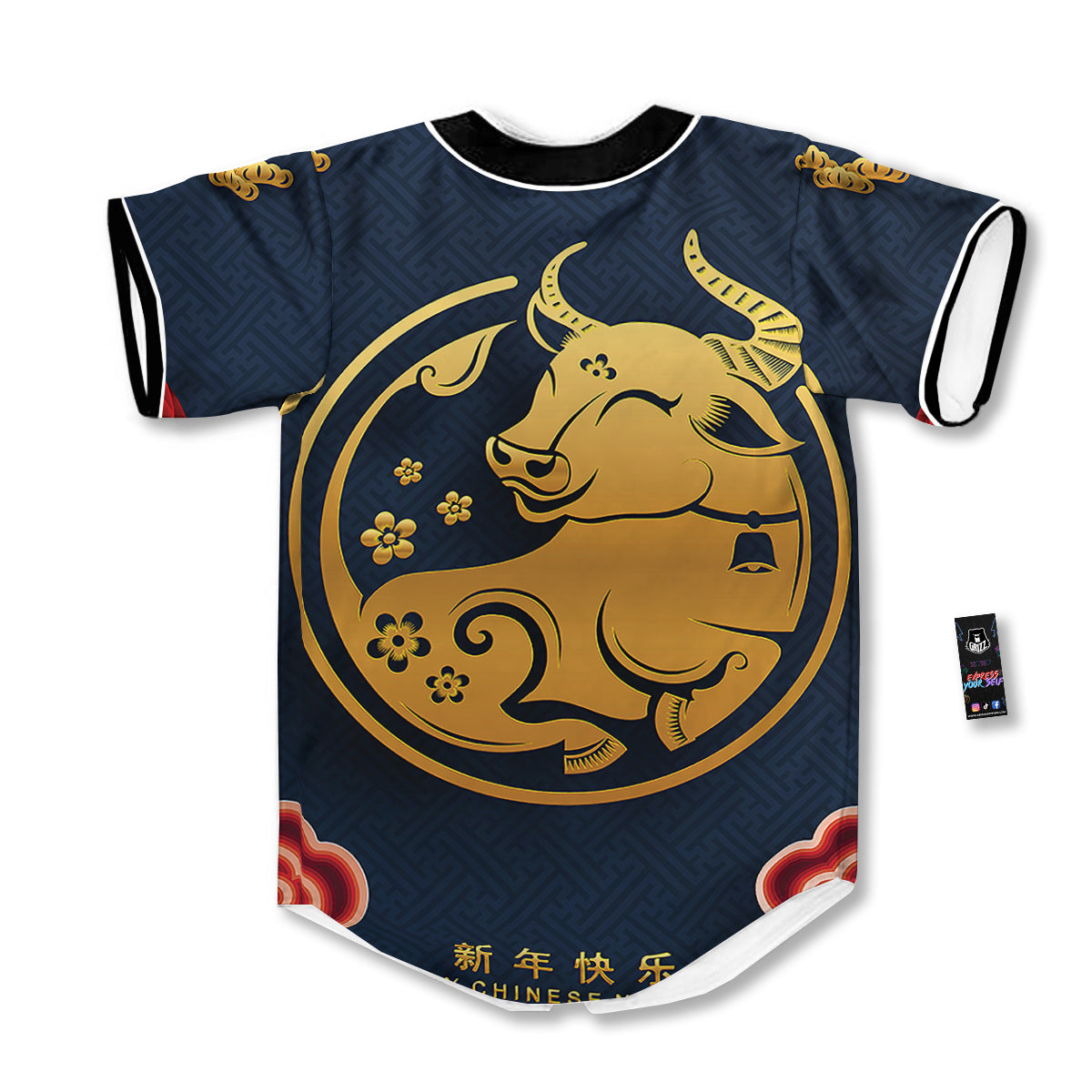Ox Zodiac Chinese Cute Print Baseball Jersey-grizzshop