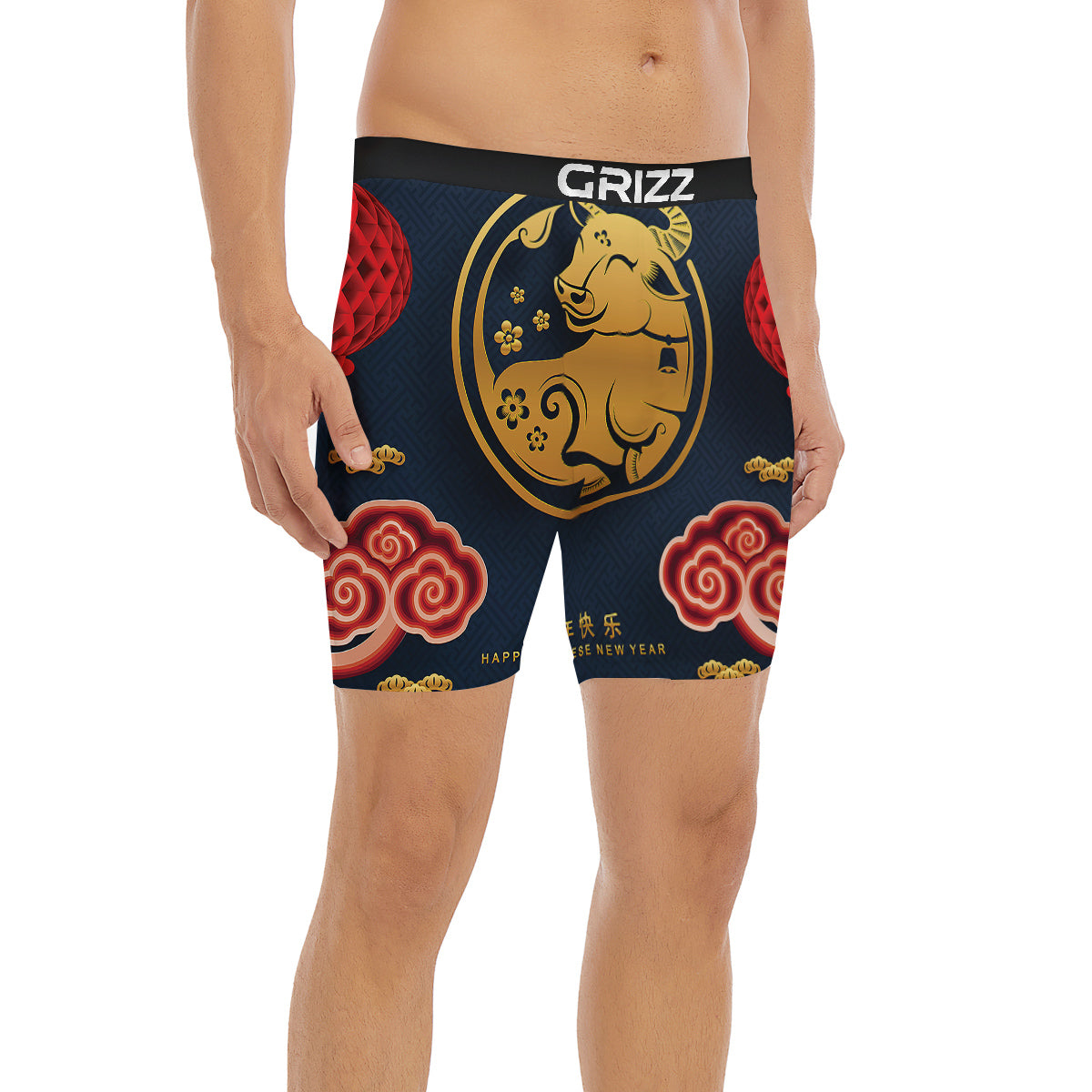 Ox Zodiac Chinese Cute Print Boxer Briefs-grizzshop