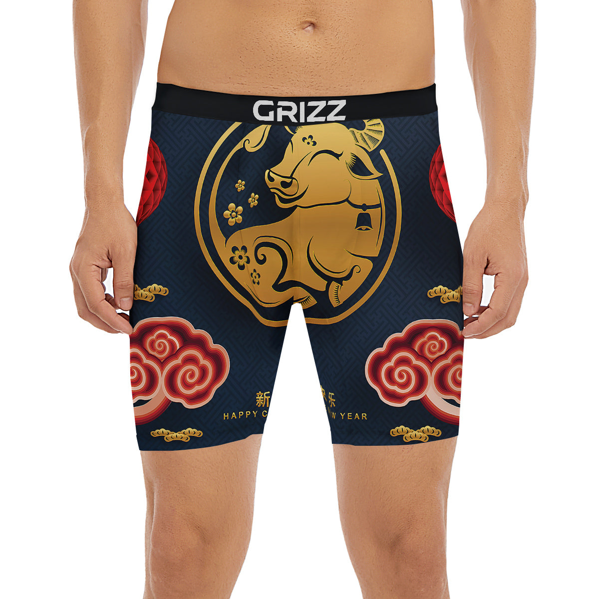 Ox Zodiac Chinese Cute Print Boxer Briefs-grizzshop
