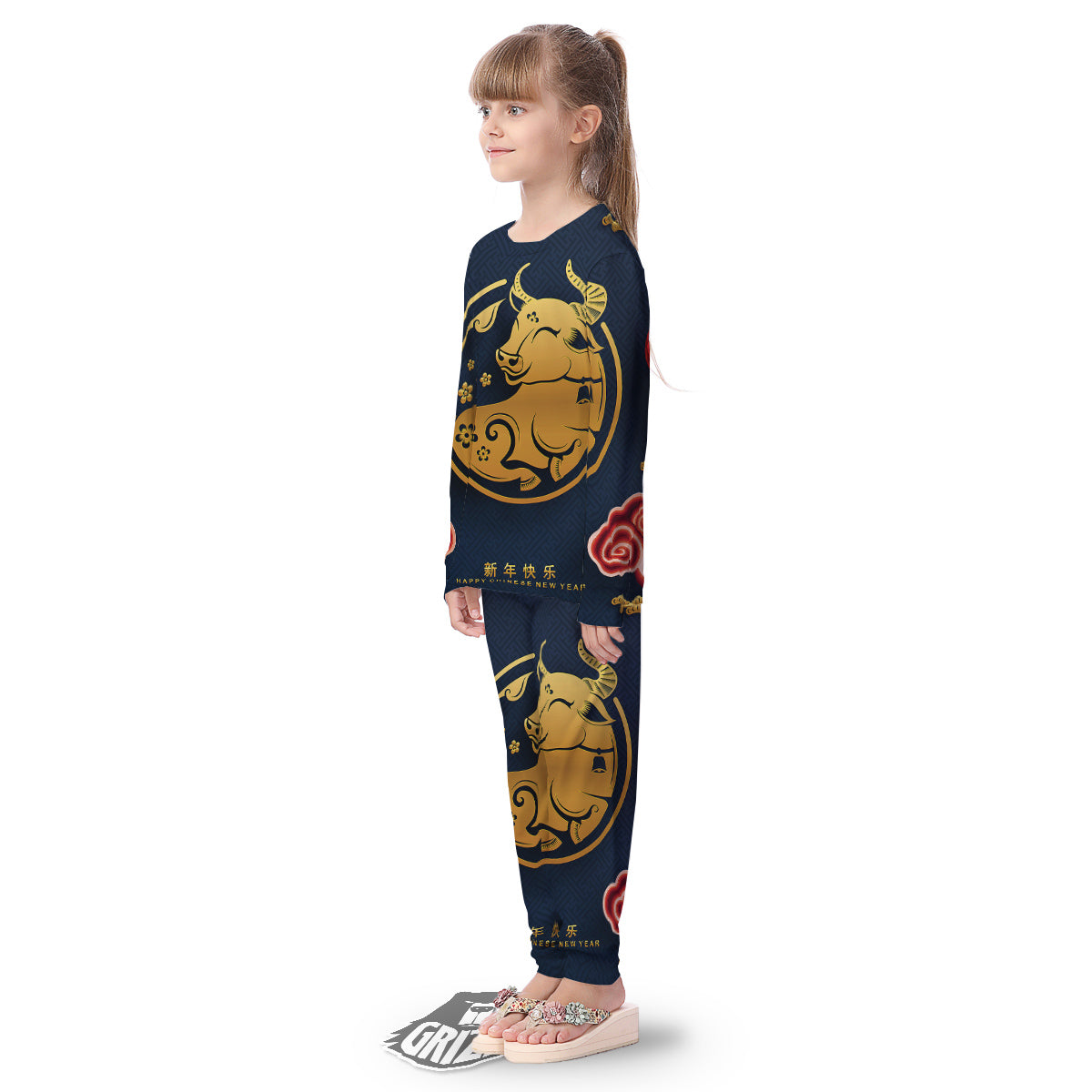 Ox Zodiac Chinese Cute Print Kid's Pajamas-grizzshop