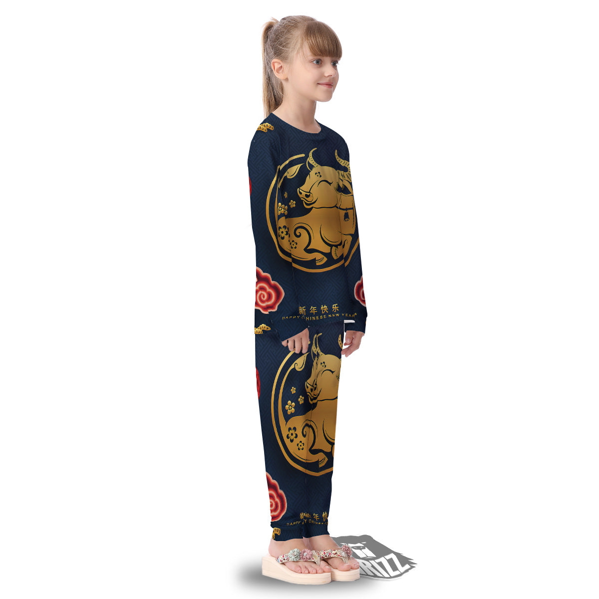 Ox Zodiac Chinese Cute Print Kid's Pajamas-grizzshop