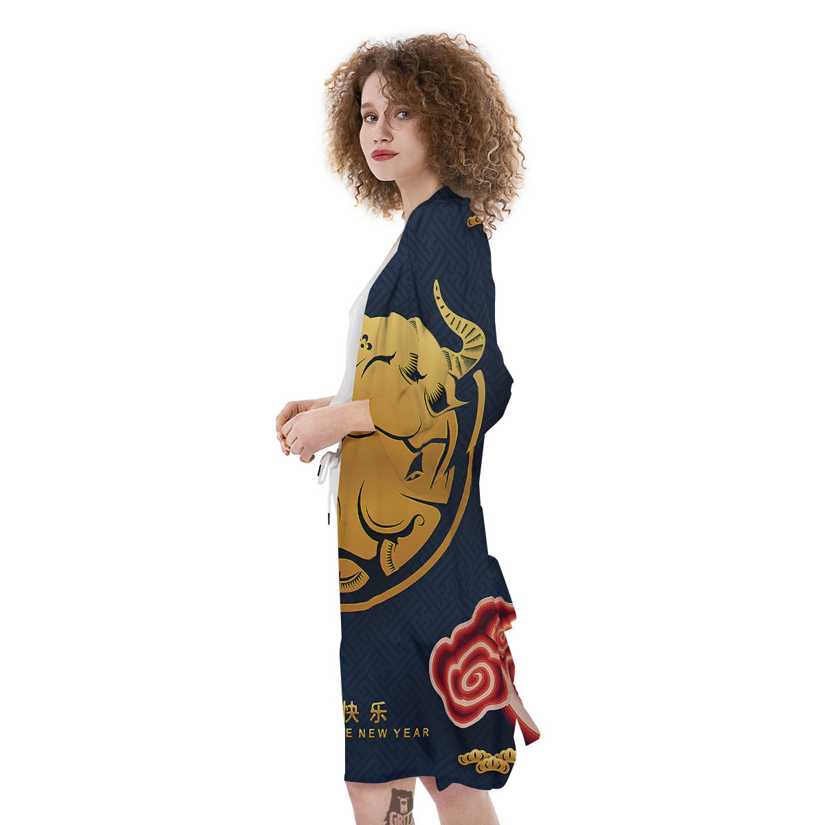 Ox Zodiac Chinese Cute Print Kimono-grizzshop
