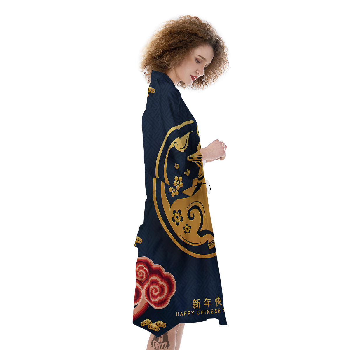 Ox Zodiac Chinese Cute Print Kimono-grizzshop