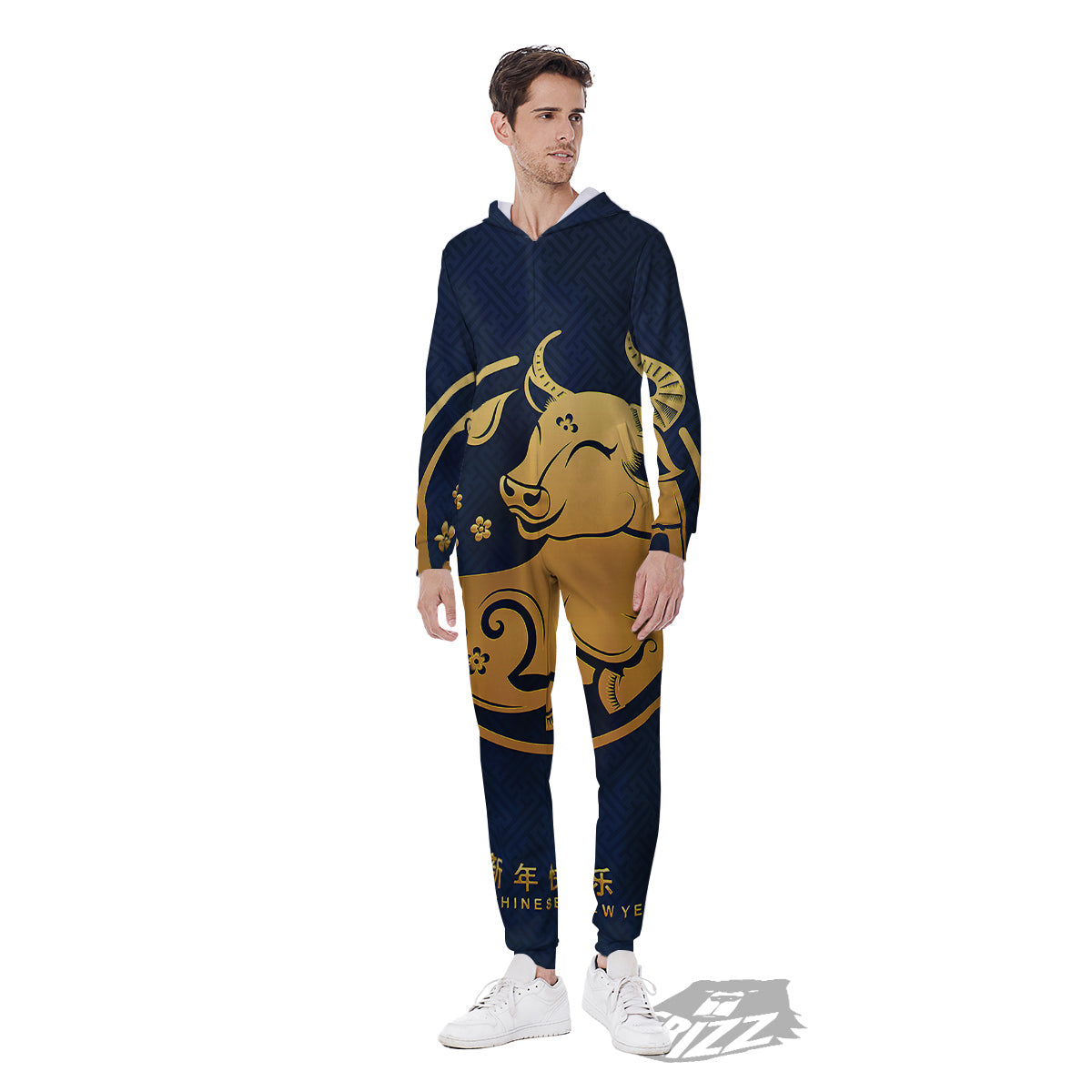 Ox Zodiac Chinese Cute Print Men's Jumpsuit-grizzshop