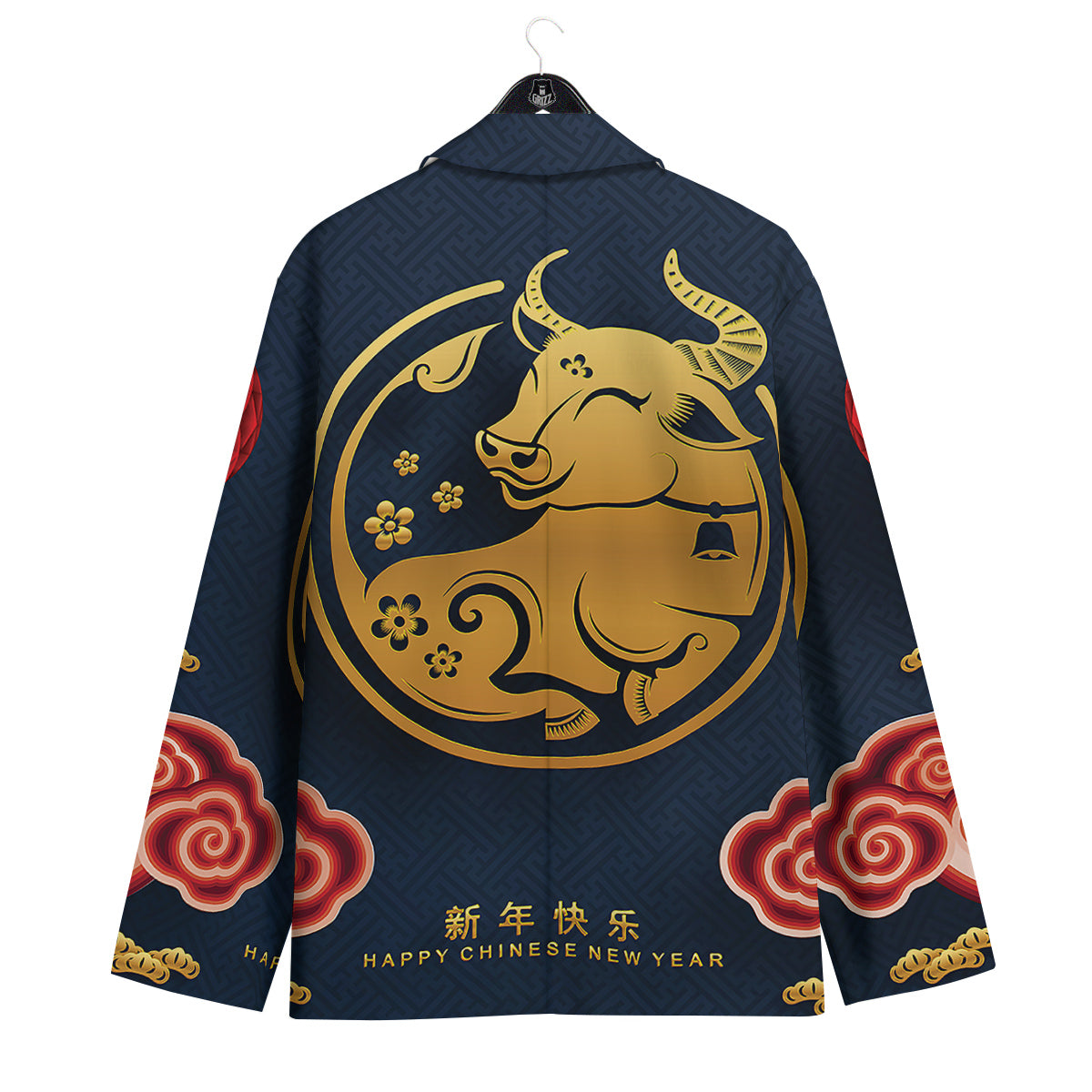 Ox Zodiac Chinese Cute Print Men's Sport Coat-grizzshop